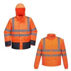 5-in-1 High Visibility Reflective Waterproof Parka
